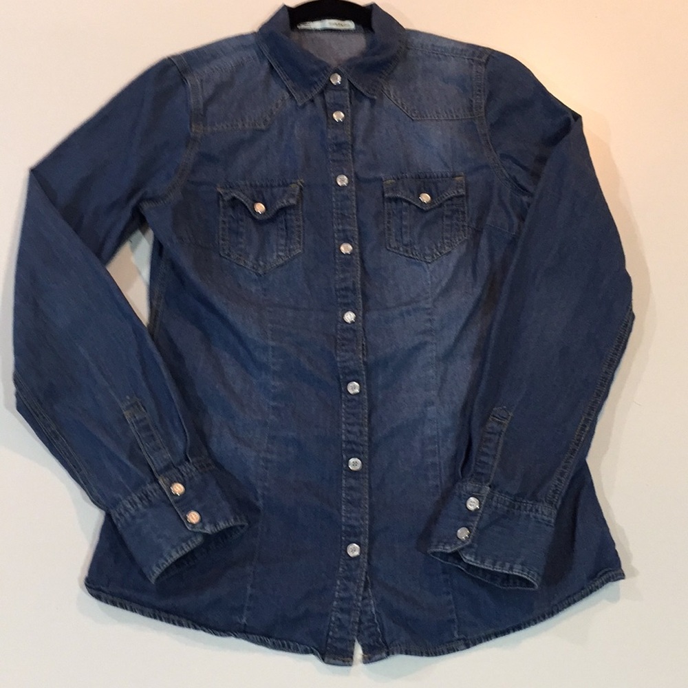 Maurices Blue Jean Button Down Shirt